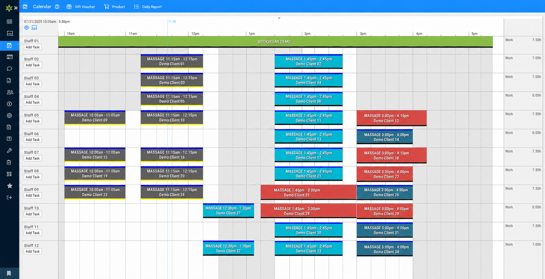 BookRelax appointment calendar